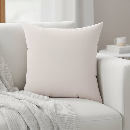 Square Faux Suede Pillow — Soft Neutral Decorative Throw Pillow